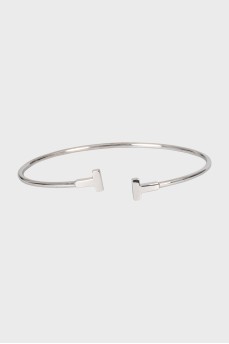 White Gold T Narrow Wire Bracelet