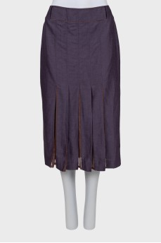Two-tone pleated midi skirt