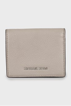 Leather wallet with metal logo