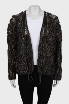 Textured cardigan decorated with sequins