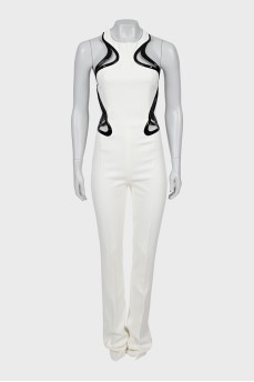 Jumpsuit with contrasting inserts, with tag