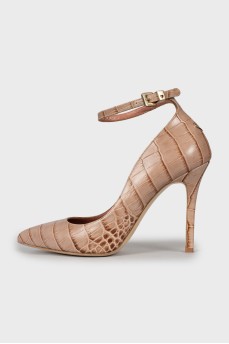 Stiletto heels with embossed leather