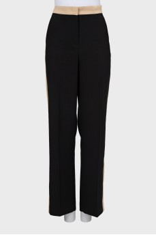 Two-tone straight-leg trousers
