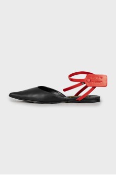 Leather mules with contrast strap
