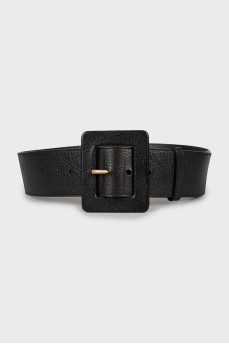 Wide black leather belt
