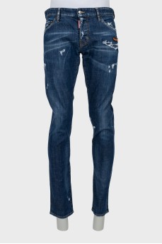 Men's blue jeans with patch