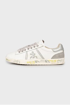 Leather sneakers with printed soles