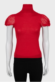 Knitted T-shirt with high neck