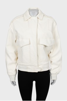 White leather jacket with patch pockets