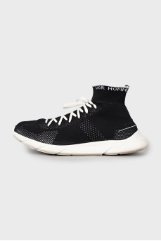 Men's black and white textile sneakers