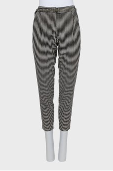 Black and white geometric trousers