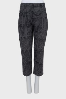 Gray printed trousers