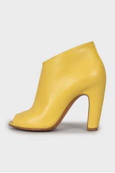 Yellow open toe ankle boots