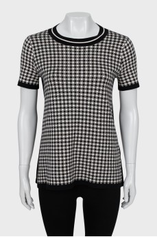 Black and white short sleeve jumper