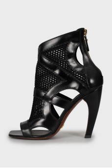 Mesh ankle boots with sculpted heels
