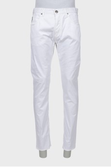 Men's white regular fit trousers