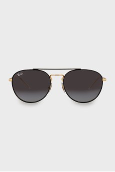 Browline sunglasses with gold temples