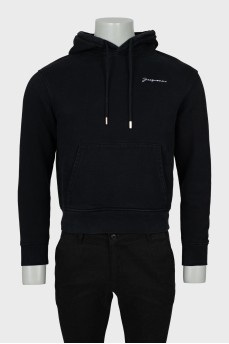 Men's black hoodie with embroidered logo