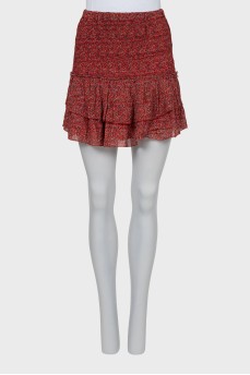 Printed mini skirt with ruffles