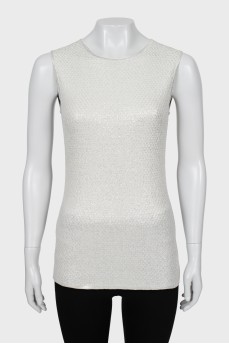 Silver tank with textured pattern