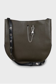 Leather crossbody shopping bag