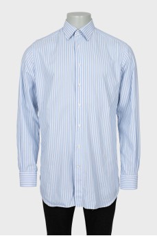Men's blue shirt with white stripes