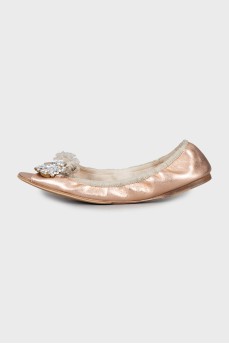 Embellished open toe ballet shoes