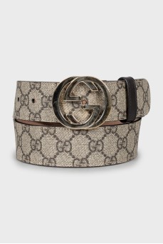 Leather belt with signature print