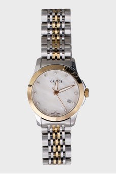 Two-tone watch with diamonds