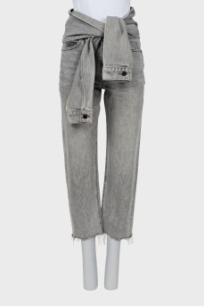 Gray jeans with detachable belt