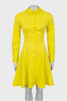 Yellow fitted shirt dress