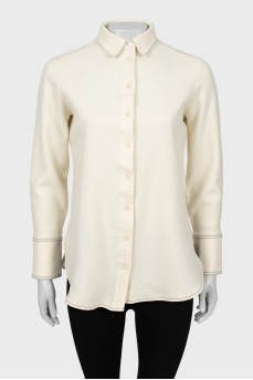 Wool shirt with contrasting seams