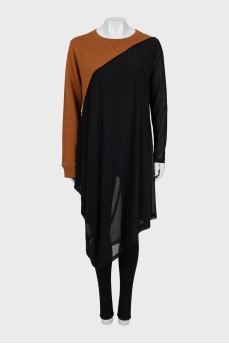 Asymmetrical tunic with tag