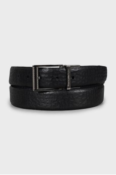 Men's leather belt with silver buckle