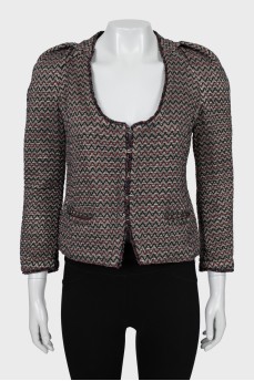 Printed jacket with deep neckline