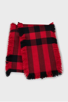 Checkered fringed scarf