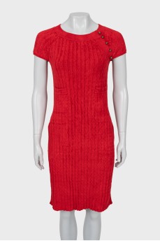 Textured dress with patch pockets