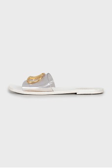 Transparent sandals with gold logo