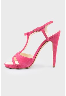Pink suede sandals