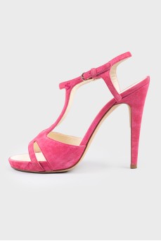 Pink suede sandals