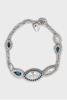 Silver bracelet with crystals