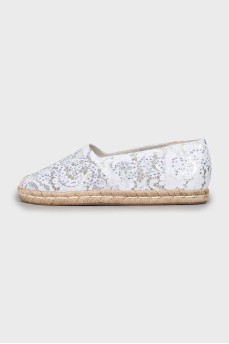 White espadrilles with tag