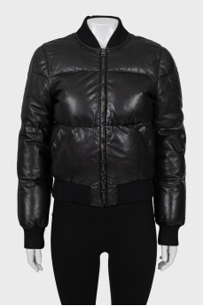 Leather quilted jacket