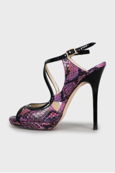 Snakeskin stiletto sandals