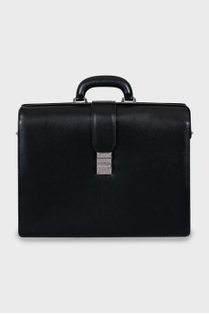 Men's leather briefcase with tag