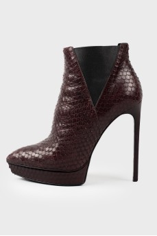 Burgundy stiletto ankle boots