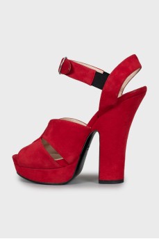 Red suede sandals