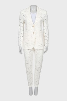 White suit with floral pattern