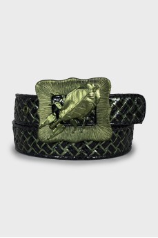 Braided belt with massive buckle