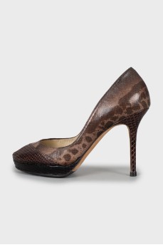 Snakeskin high heels